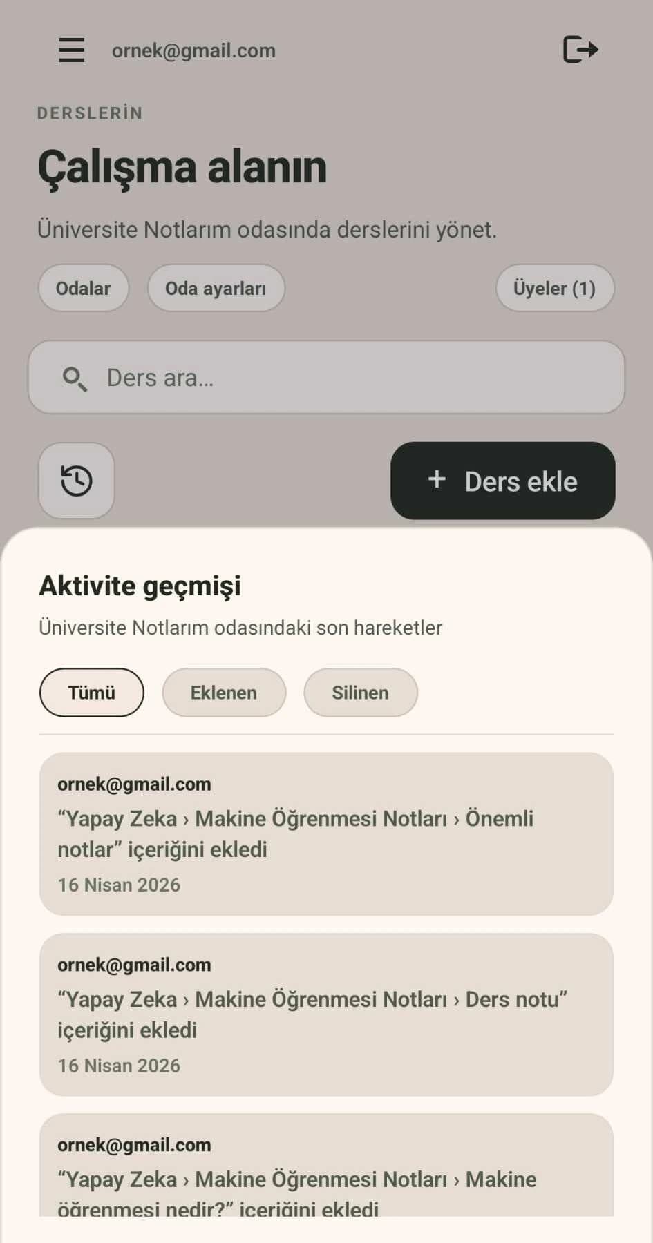 Aktivite Geçmişi